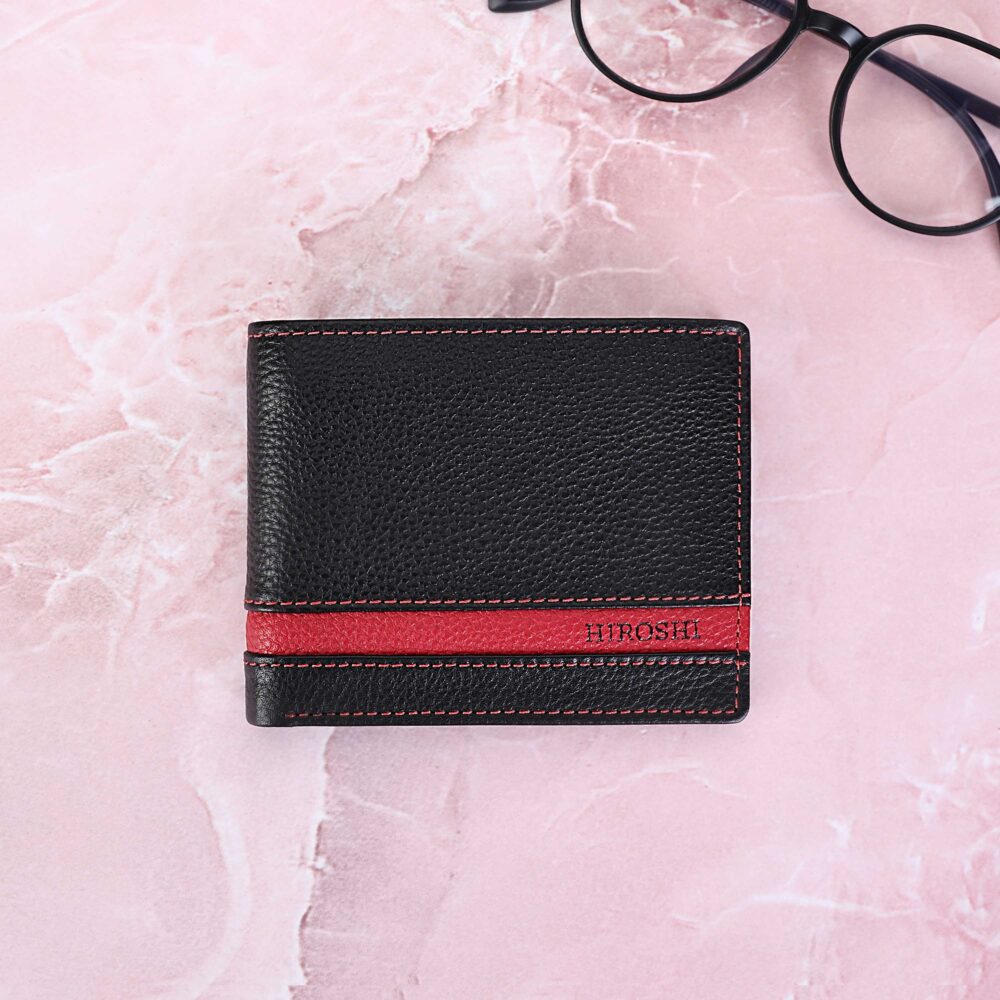 Black and Red Bi Fold Wallet - Image 3