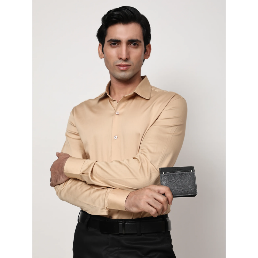 Aaron Grey Black Bi Fold Wallet