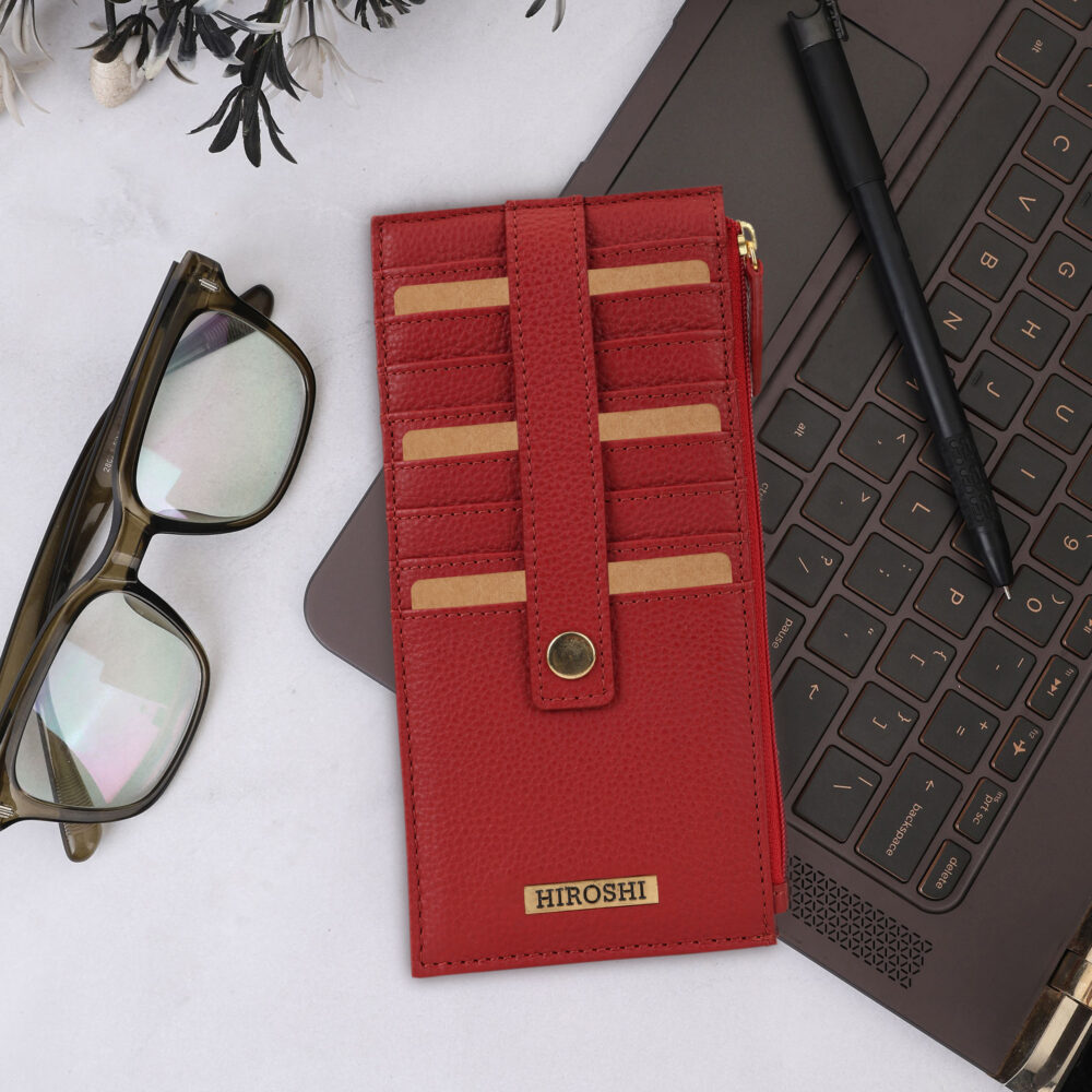 Hiroshi Genuine Leather Ladies Handheld Red Purse