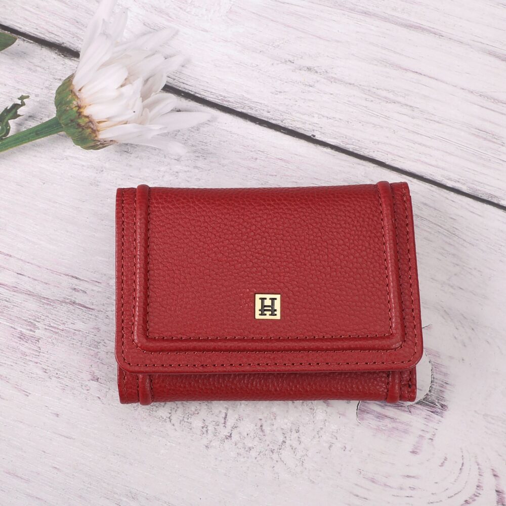 Hiroshi Genuine Leather Ladies Bi Fold Red Purse