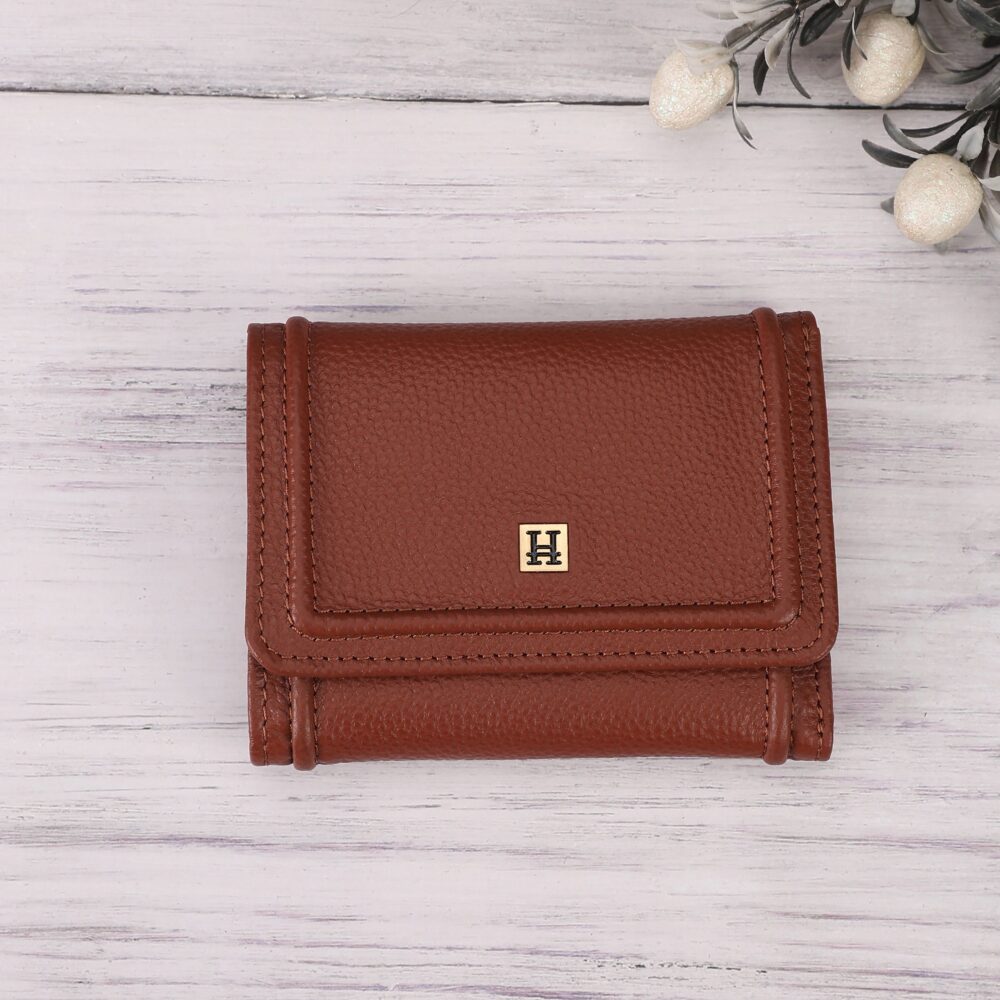 Hiroshi Genuine Leather Ladies Bi Fold Tan Purse