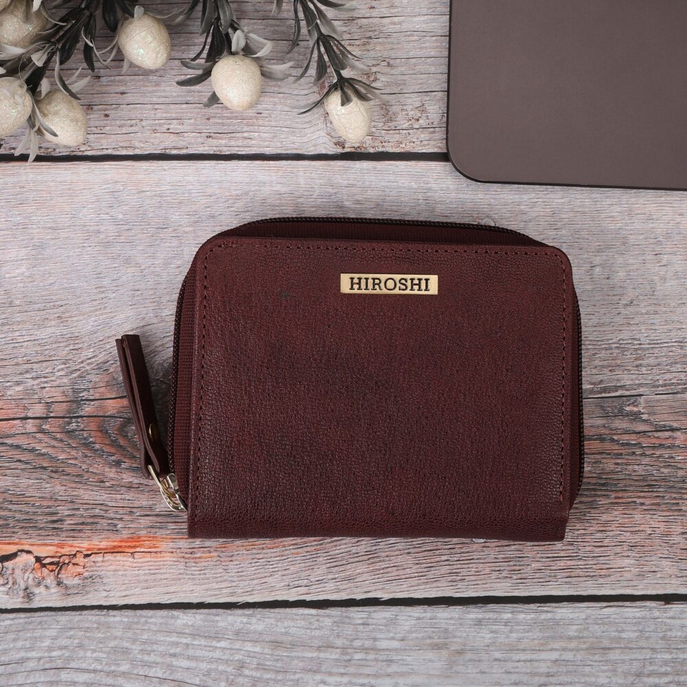 Hiroshi Genuine Leather Ladies Multipurpose Wine Purse