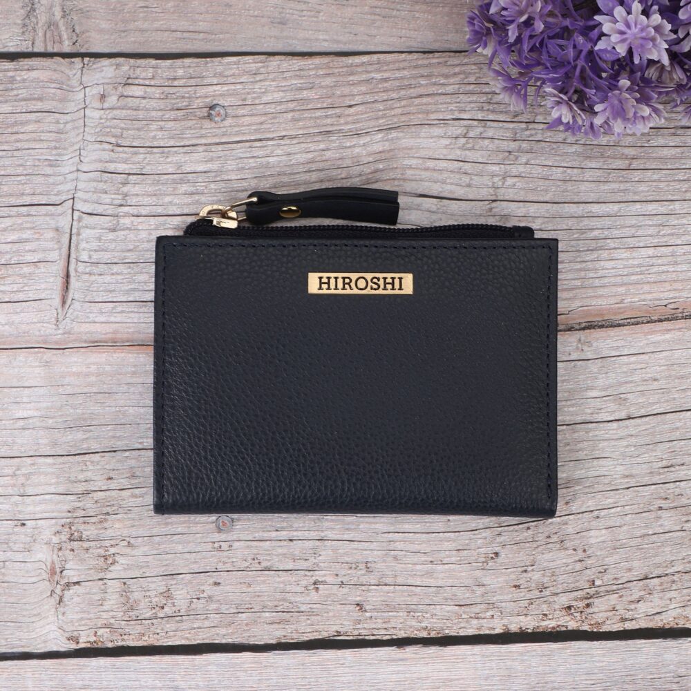 Hiroshi Genuine Leather Ladies Minimal Navy Blue Purse