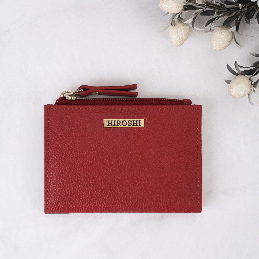 Hiroshi Genuine Leather Ladies Minimal Red Purse