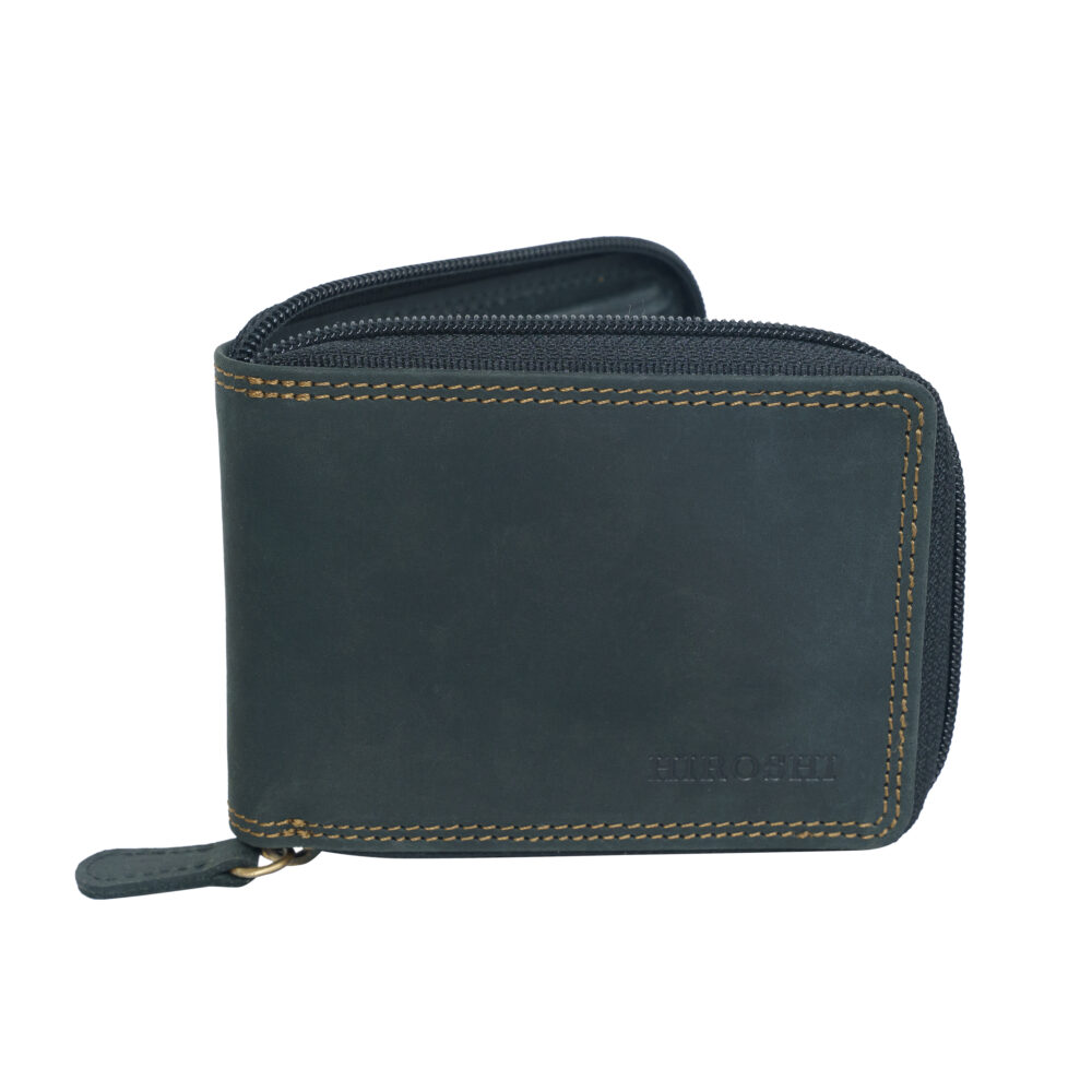 Black Bi Fold with Zip Around Wallet - Image 2