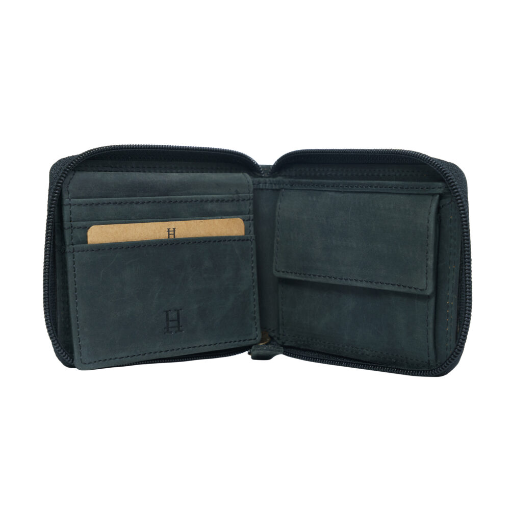 Black Bi Fold with Zip Around Wallet - Image 4