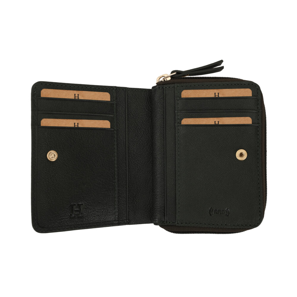 Hiroshi Genuine Leather Ladies Multipurpose Green Purse - Image 6