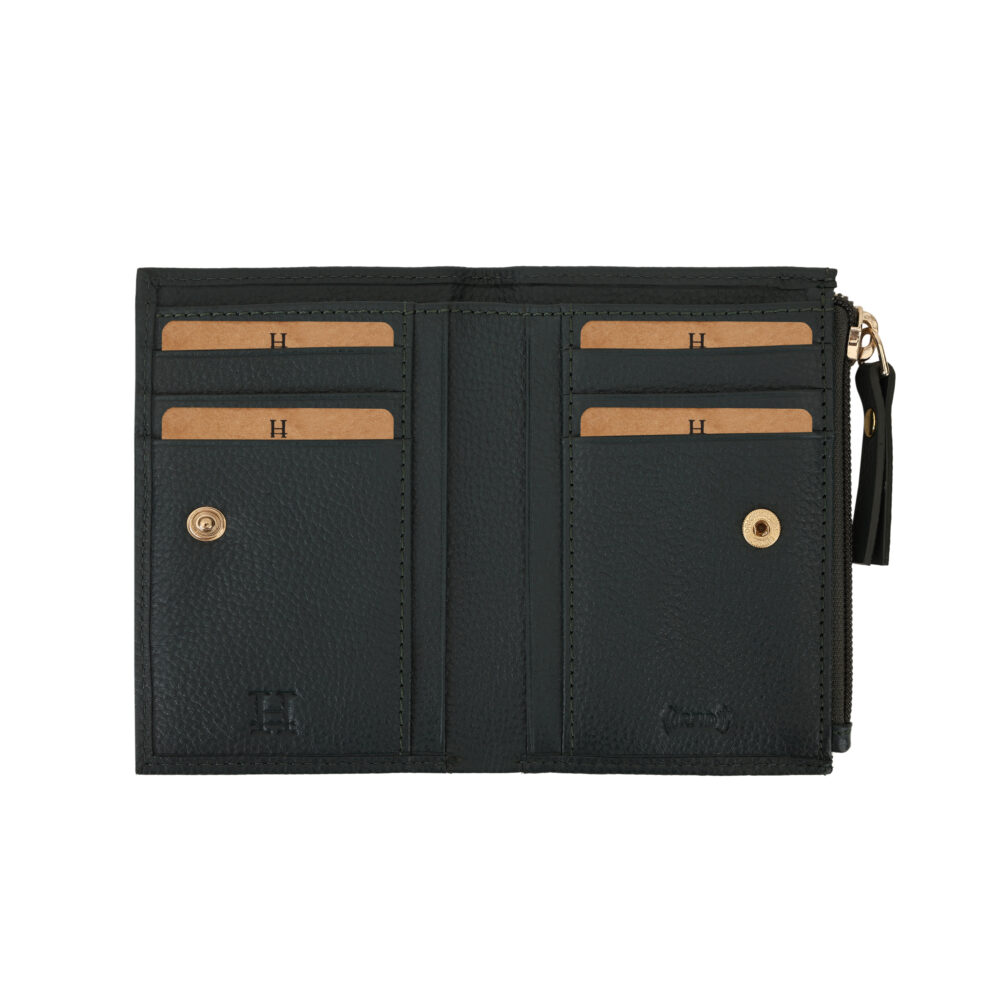 Hiroshi Genuine Leather Ladies Minimal Green Purse - Image 7
