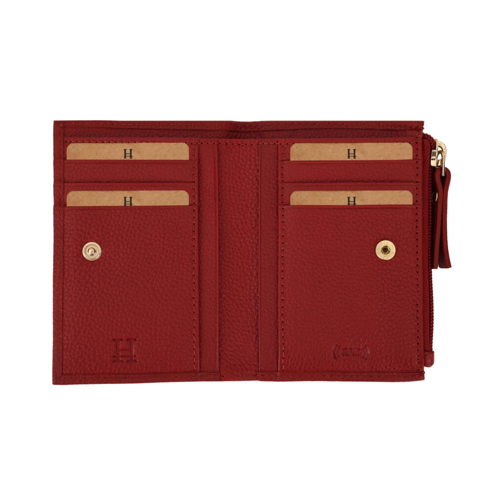 Hiroshi Genuine Leather Ladies Minimal Red Purse - Image 7