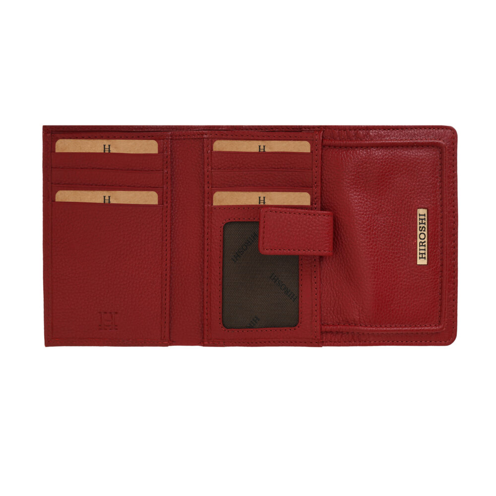 Hiroshi Genuine Leather Ladies Multipurpose Red Purse - Image 6