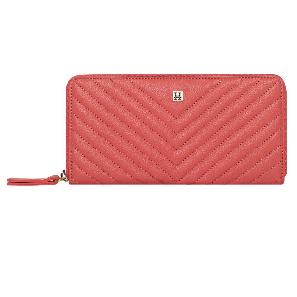 Hiroshi Quilted Signature Coral Zip Around Purse