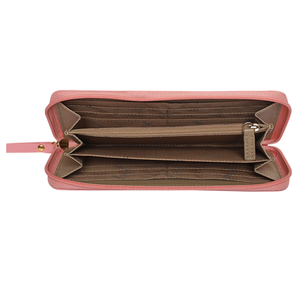 Hiroshi Genuine Leather Ladies Light Pink Zip Around Purse - Image 6