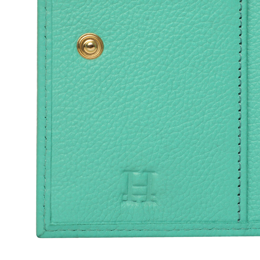 Hiroshi Genuine Leather Ladies Minimal Turquoise Purse - Image 4