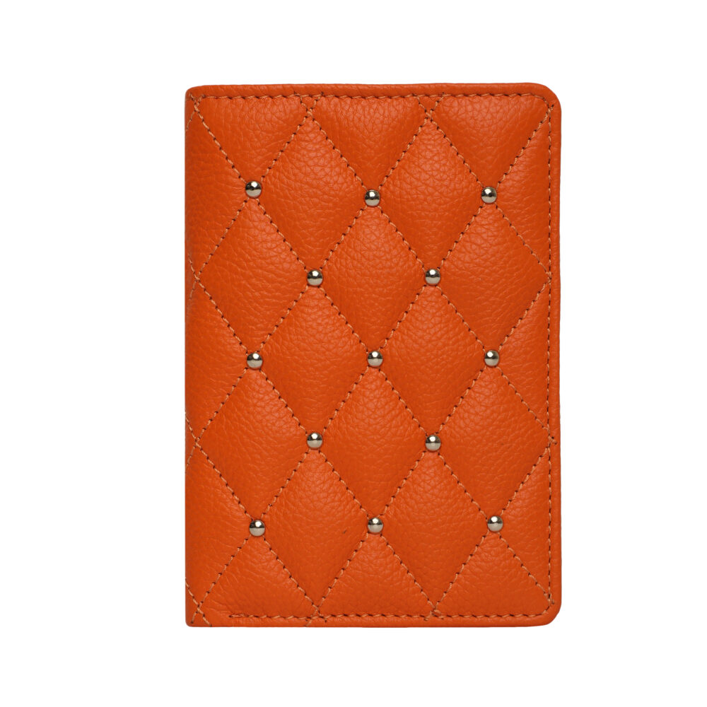 HIROSHI Orange Quilted Leather Purse With Rivets