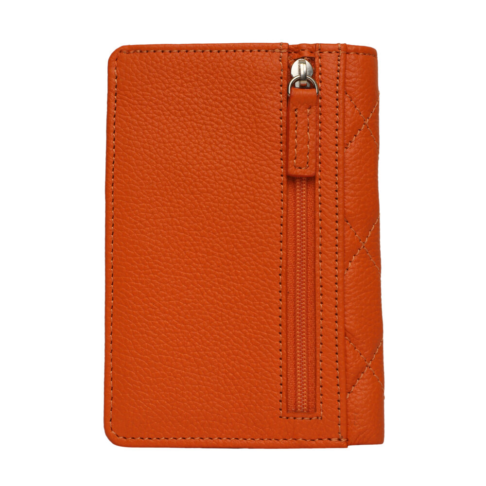 HIROSHI Orange Quilted Leather Purse With Rivets - Image 5