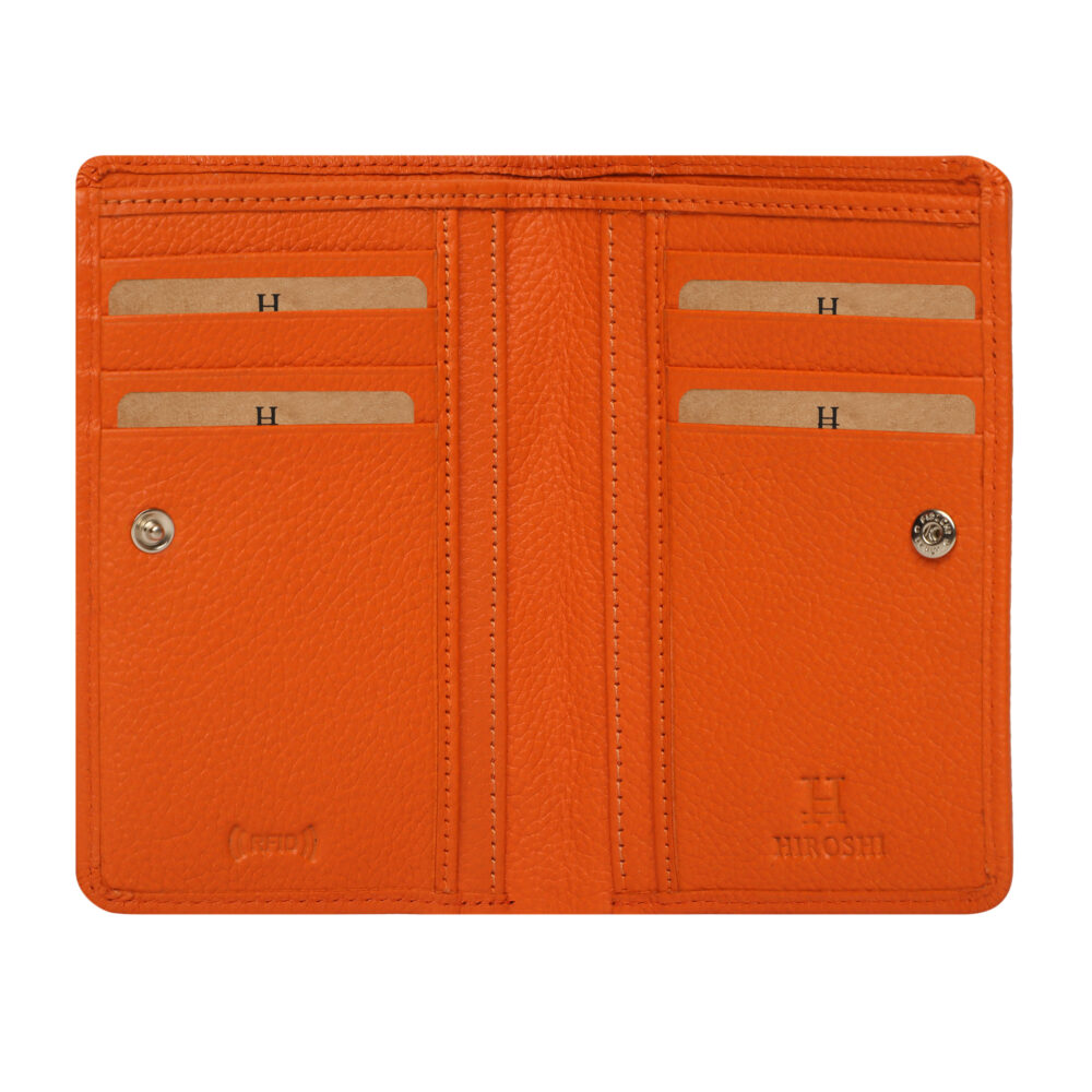 HIROSHI Orange Quilted Leather Purse With Rivets - Image 2