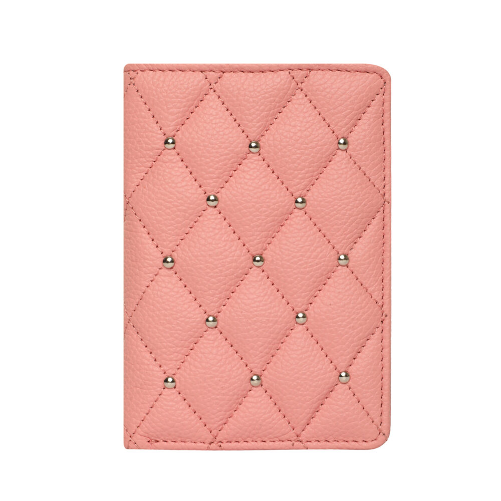 HIROSHI Light Pink Quilted Leather Purse With Rivets