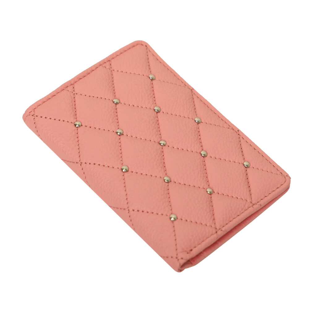 HIROSHI Light Pink Quilted Leather Purse With Rivets - Image 4