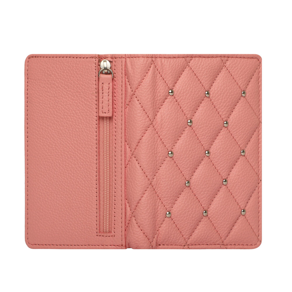 HIROSHI Light Pink Quilted Leather Purse With Rivets - Image 5