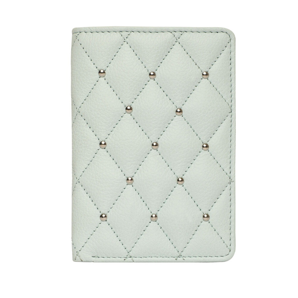 HIROSHI Light Blue Quilted Leather Purse With Rivets