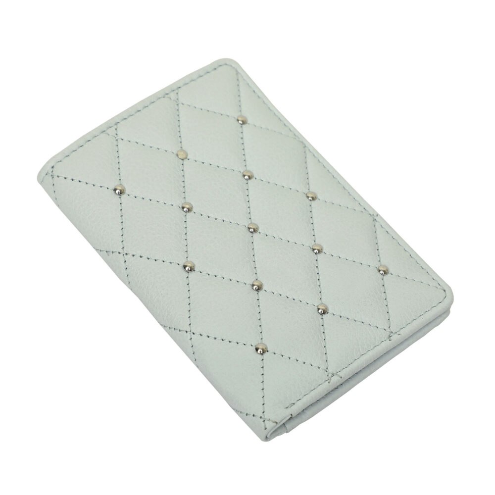 HIROSHI Light Blue Quilted Leather Purse With Rivets - Image 3
