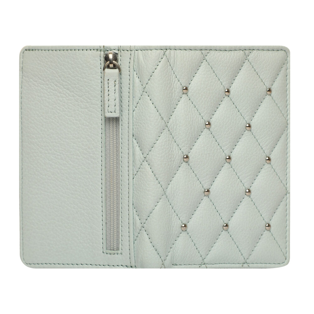HIROSHI Light Blue Quilted Leather Purse With Rivets - Image 4
