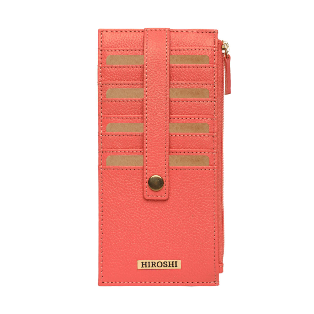 Hiroshi Genuine Leather Ladies Handheld Coral Purse