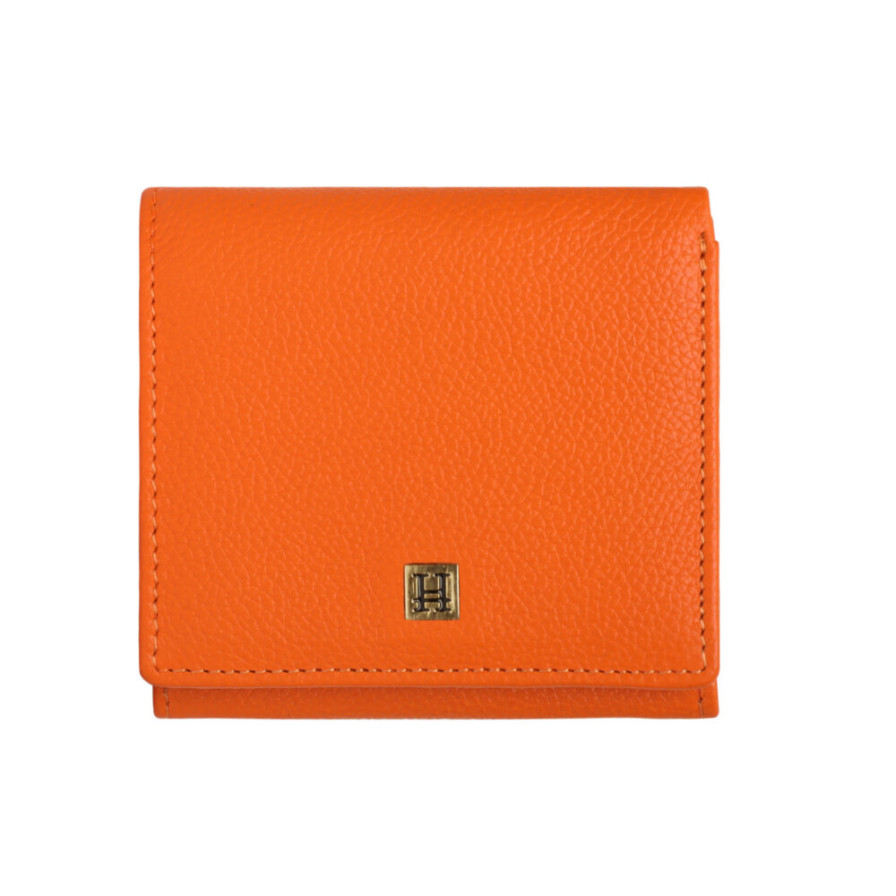 Hiroshi Genuine Leather Ladies Bi Fold Compact Orange Purse
