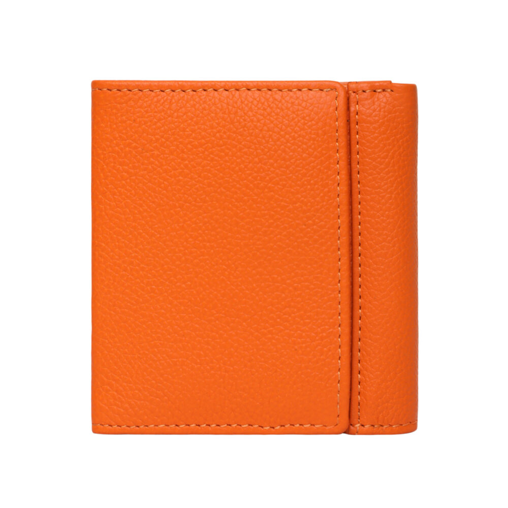 Hiroshi Genuine Leather Ladies Bi Fold Compact Orange Purse - Image 4