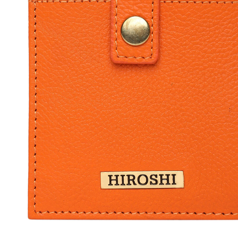 Hiroshi Genuine Leather Ladies Handheld Orange Purse - Image 3