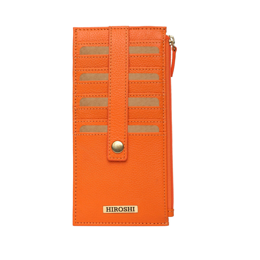 Hiroshi Genuine Leather Ladies Handheld Orange Purse