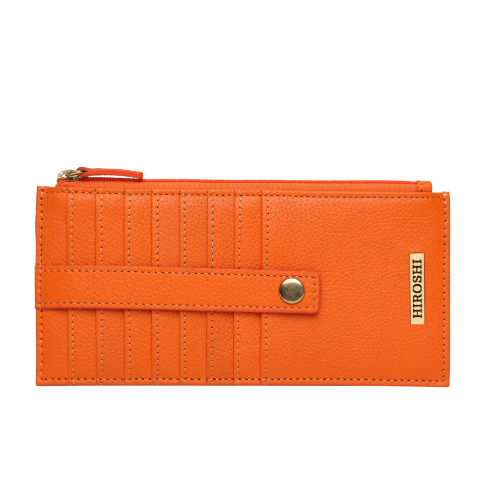 Hiroshi Genuine Leather Ladies Handheld Orange Purse - Image 5