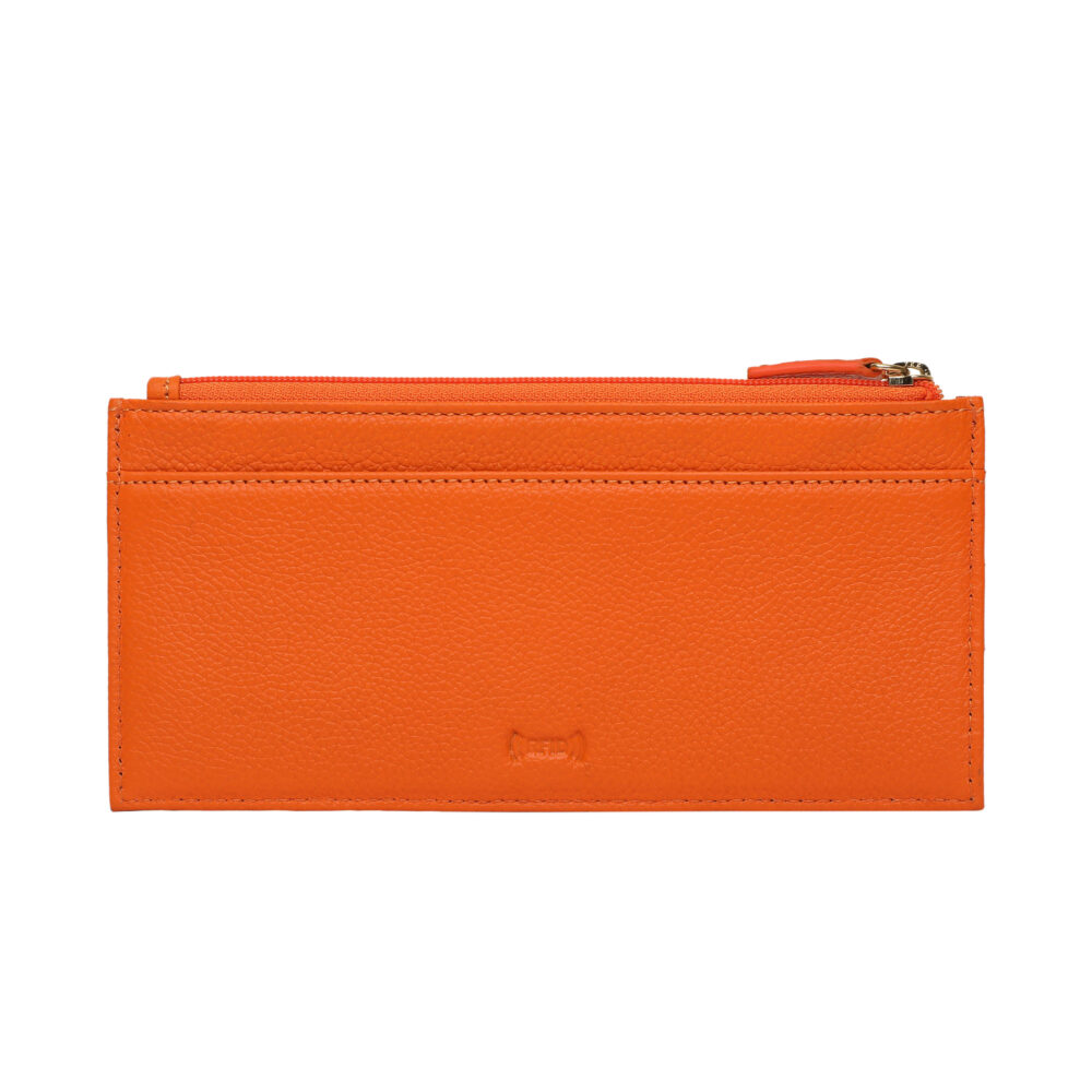 Hiroshi Genuine Leather Ladies Handheld Orange Purse - Image 2