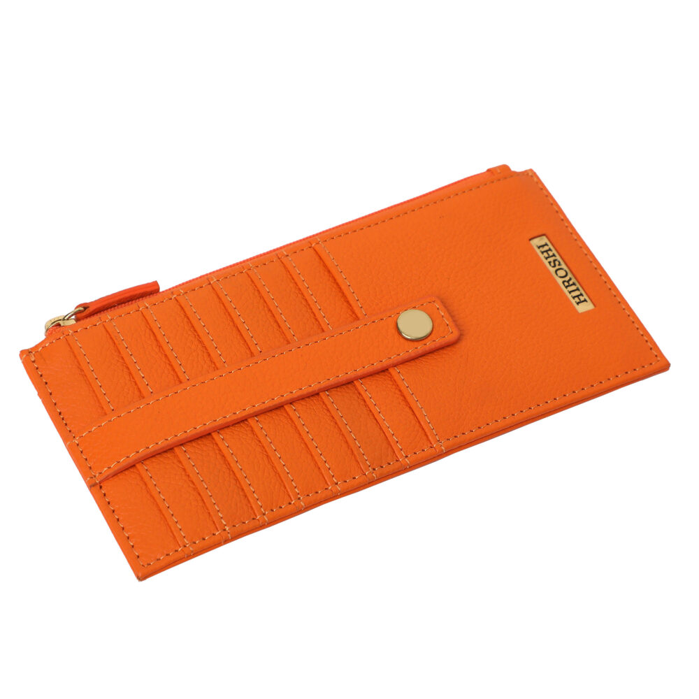Hiroshi Genuine Leather Ladies Handheld Orange Purse - Image 4