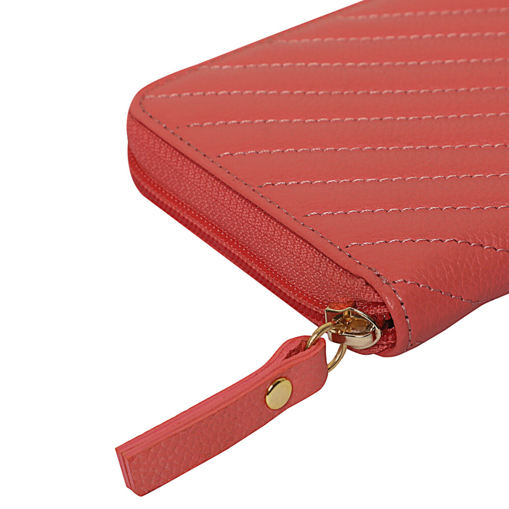 Hiroshi Quilted Signature Coral Zip Around Purse - Image 6