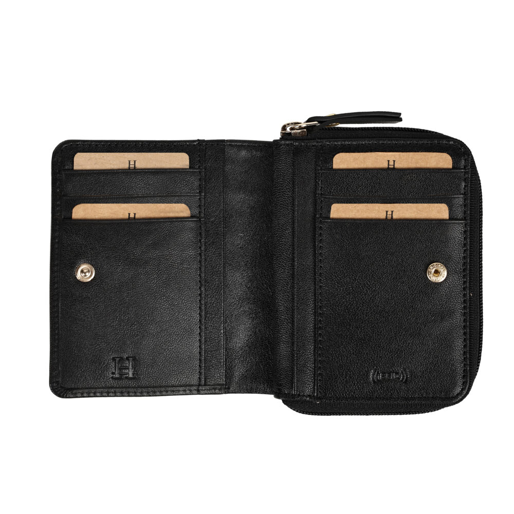 Hiroshi Genuine Leather Ladies Multipurpose Black Purse - Image 2