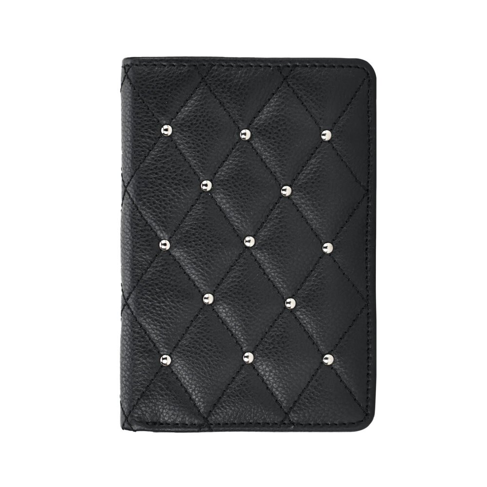 HIROSHI Black Quilted Leather Purse With Rivets