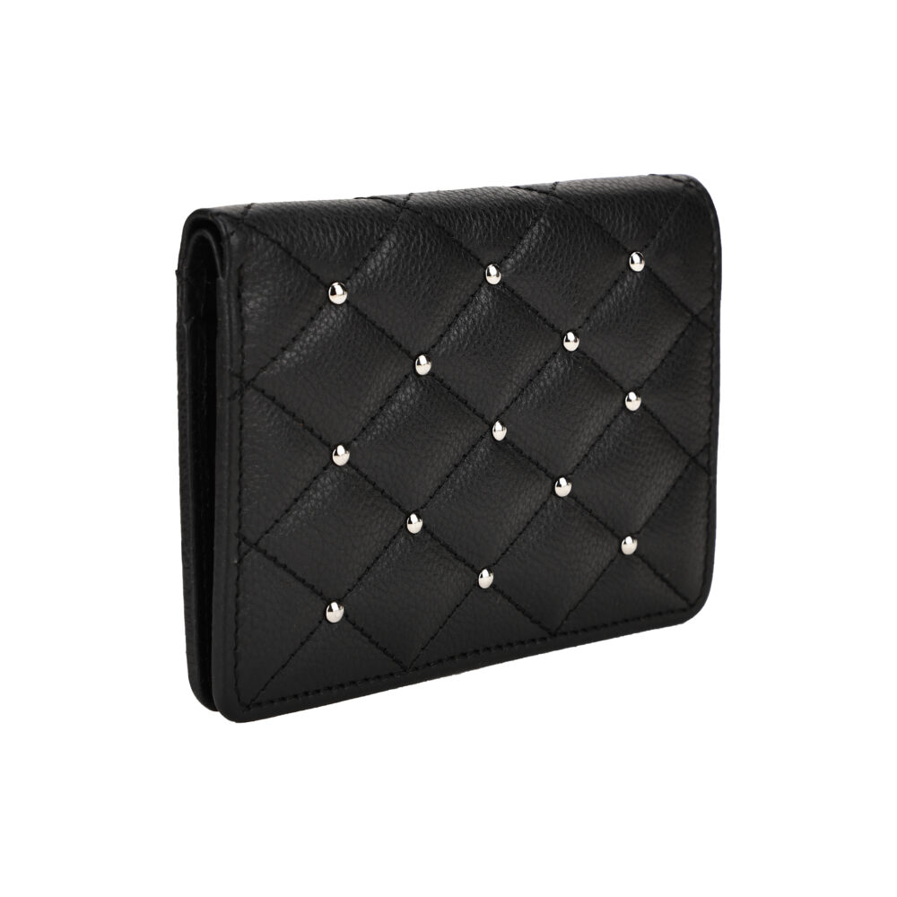 HIROSHI Black Quilted Leather Purse With Rivets - Image 3
