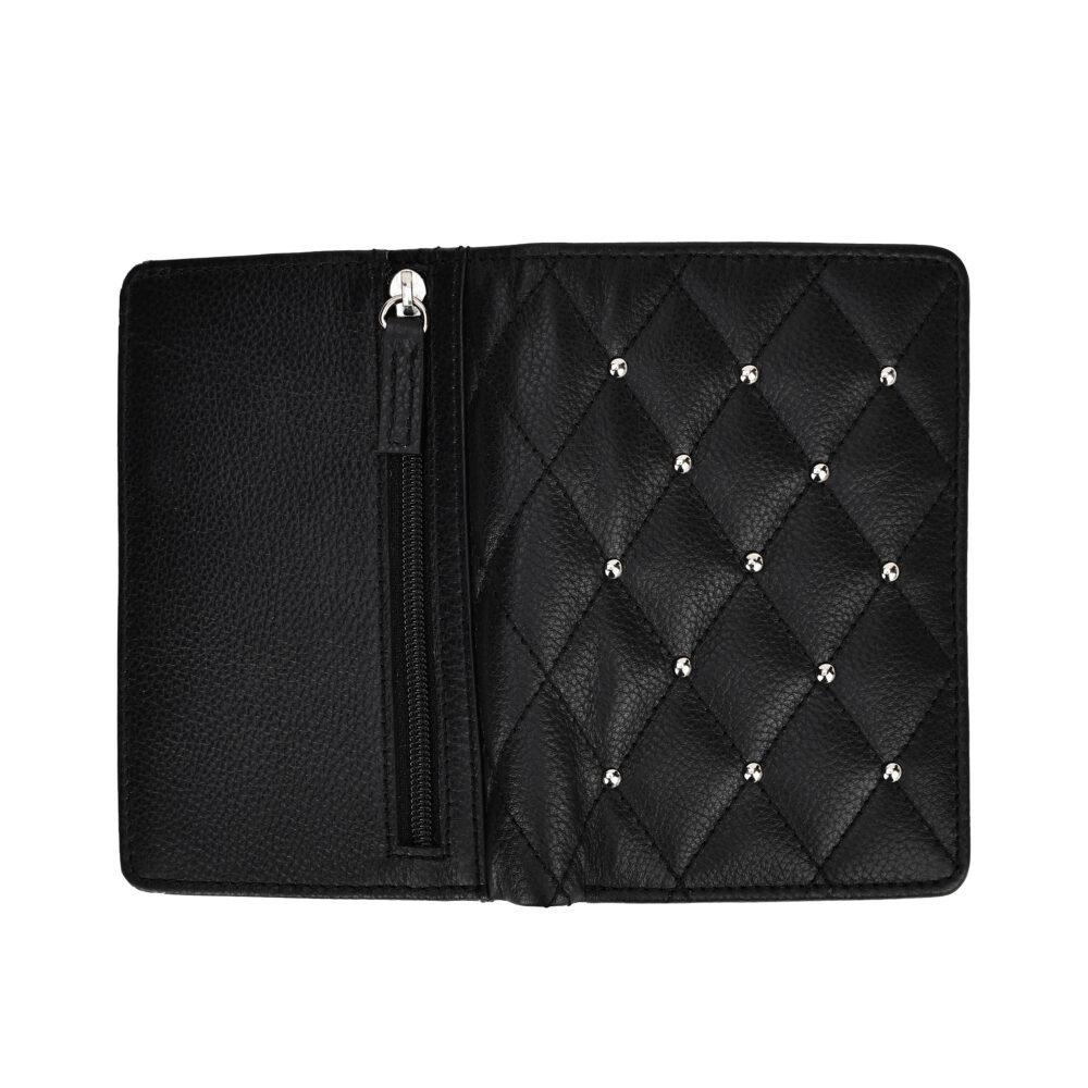 HIROSHI Black Quilted Leather Purse With Rivets - Image 4