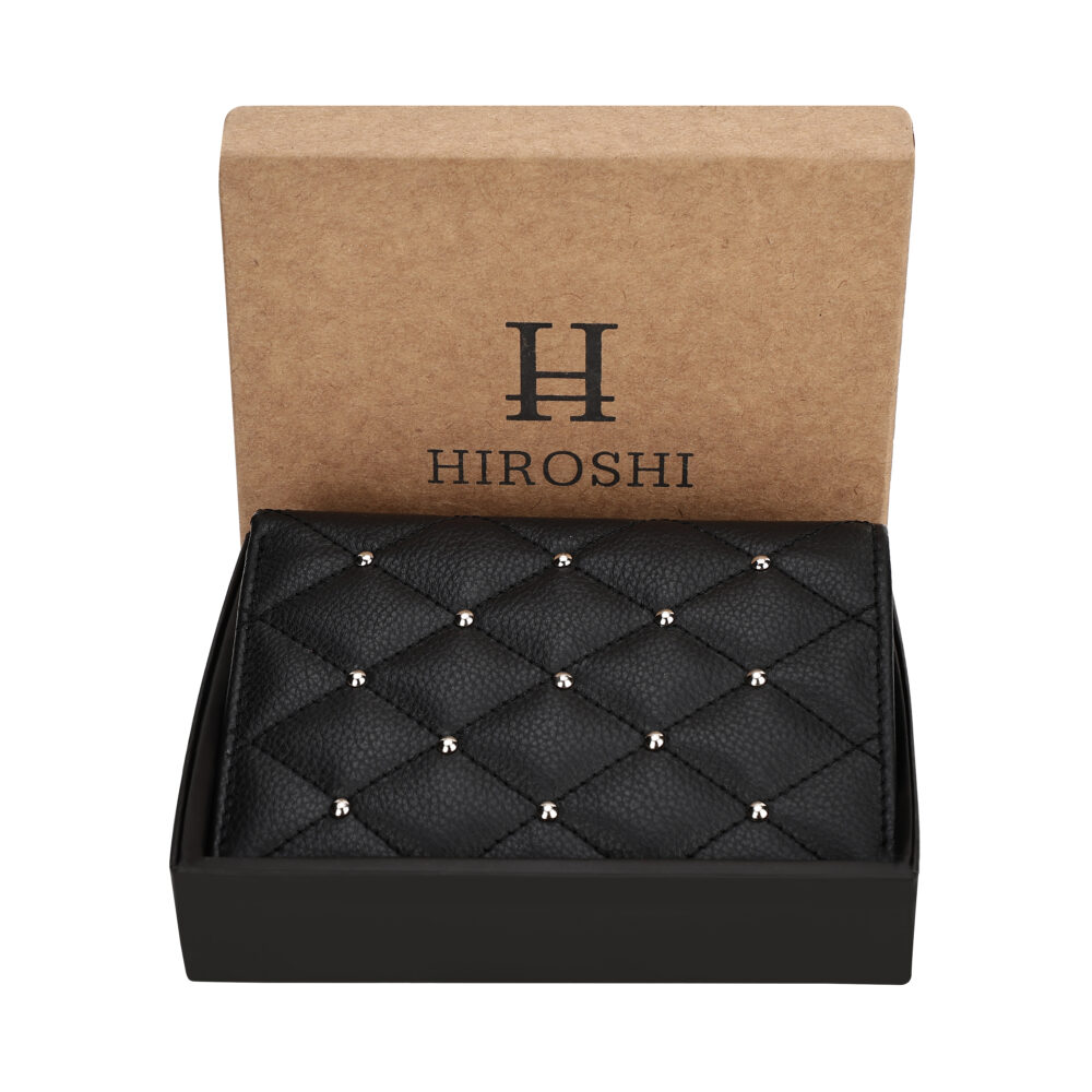 HIROSHI Black Quilted Leather Purse With Rivets - Image 5