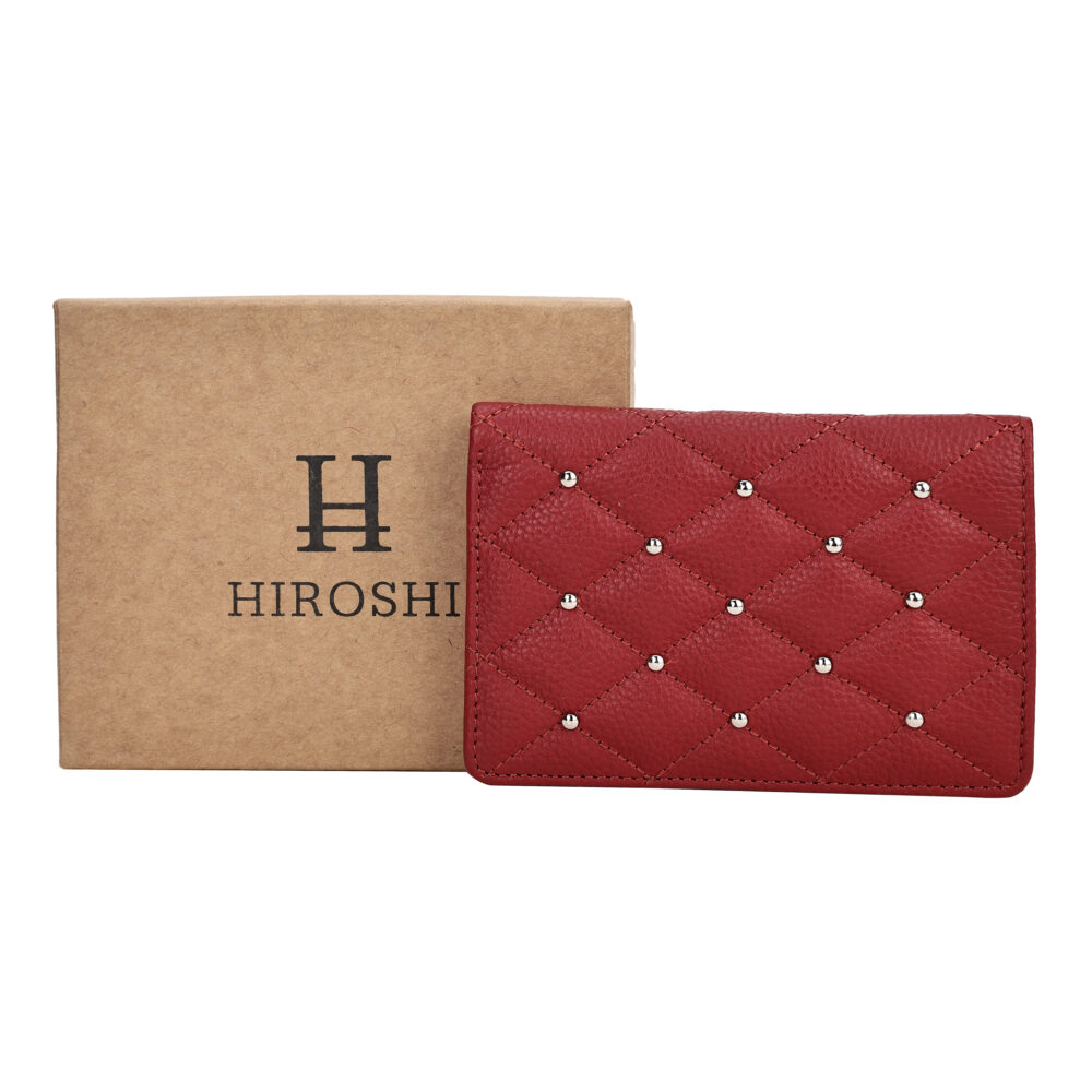 HIROSHI Red Quilted Leather Purse With Rivets - Image 4