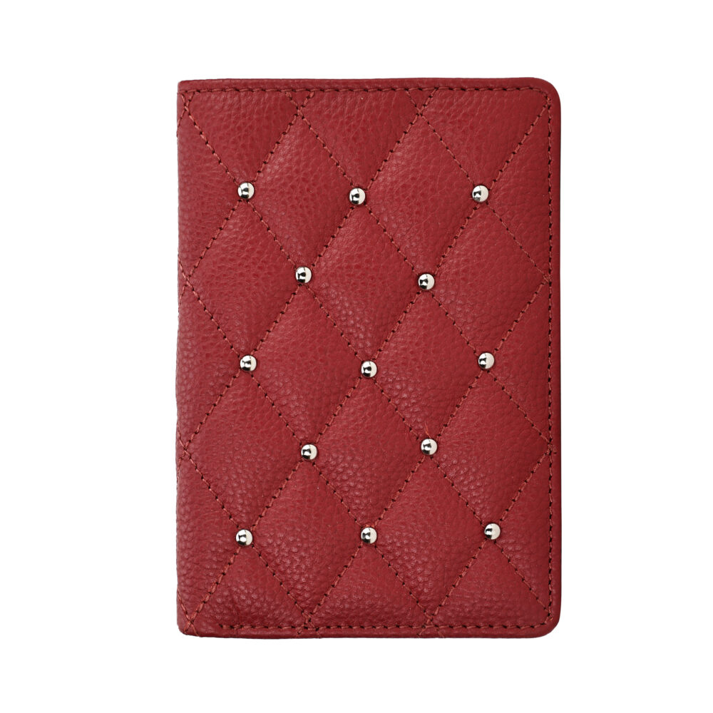 HIROSHI Red Quilted Leather Purse With Rivets