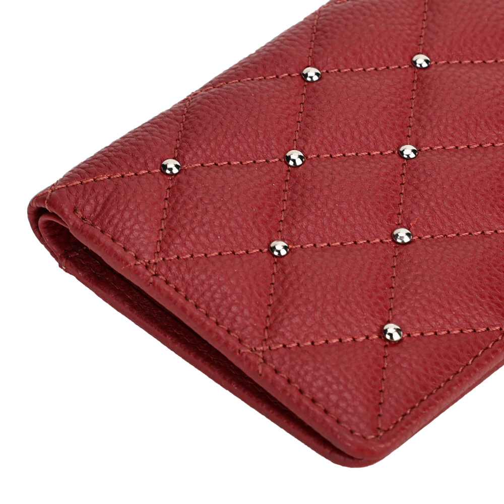 HIROSHI Red Quilted Leather Purse With Rivets - Image 5