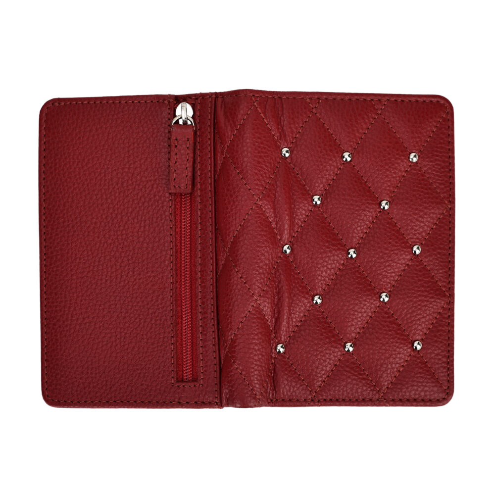 HIROSHI Red Quilted Leather Purse With Rivets - Image 6