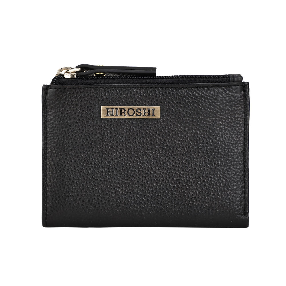 Hiroshi Genuine Leather Ladies Minimal Black Purse