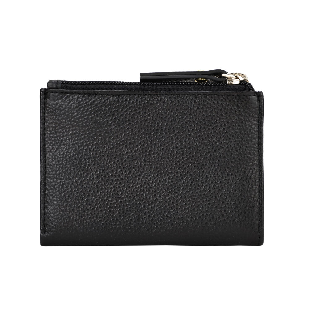 Hiroshi Genuine Leather Ladies Minimal Black Purse - Image 4