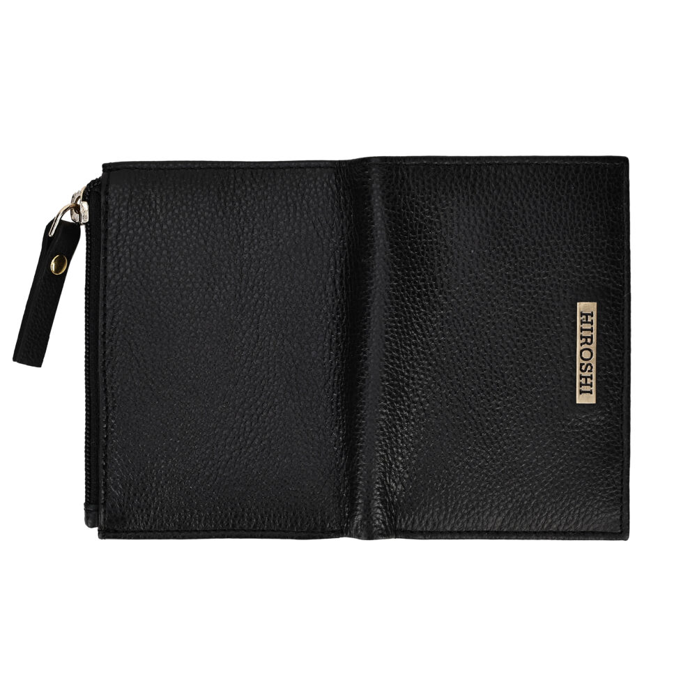 Hiroshi Genuine Leather Ladies Minimal Black Purse - Image 3