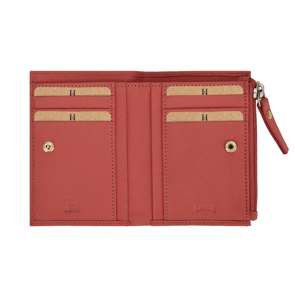 Hiroshi Genuine Leather Ladies Minimal Coral Purse - Image 2