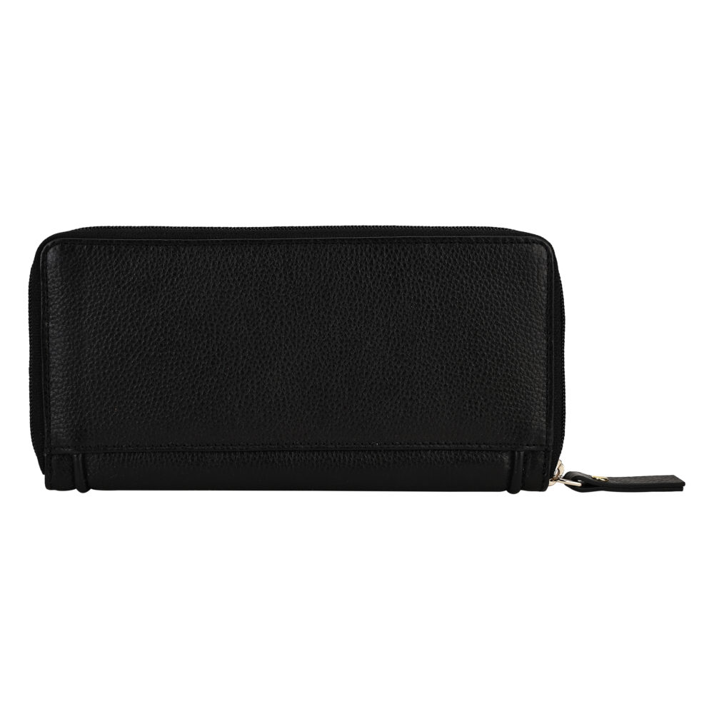 Hiroshi Genuine Leather Ladies Black Zip Around Purse - Image 4