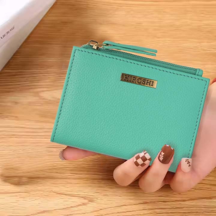 Hiroshi Genuine Leather Ladies Minimal Turquoise Purse